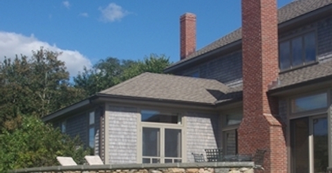 Brick Chimney and Stone Wall