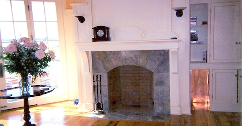 Formal Stone Fireplace with Mantle