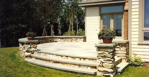 Patio, Stone Wall, and Stairs